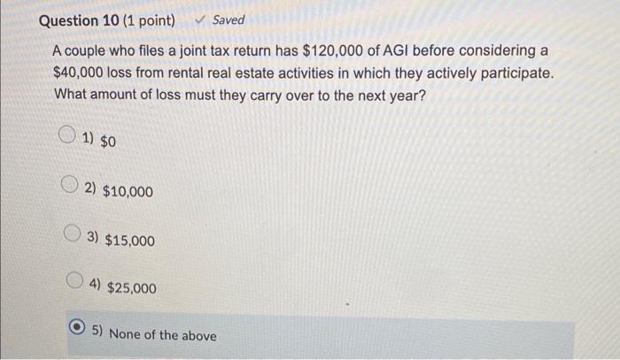 Solved A Couple Who Files A Joint Tax Return Has $120,000 Of | Chegg.com