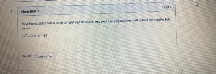 Solved का 4 pts Question 1 Solve the equation below using | Chegg.com