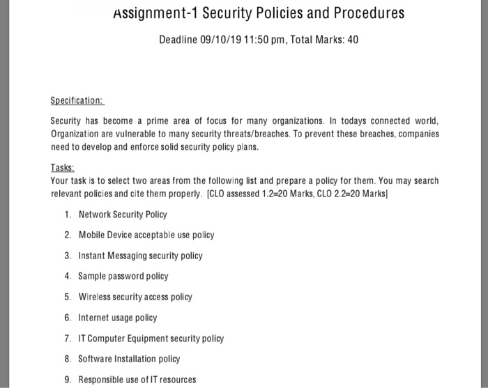 security assignment instructions uk