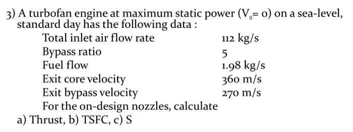 Solved Aerothermodynamics Problem 3) A Turbofan Engine At | Chegg.com