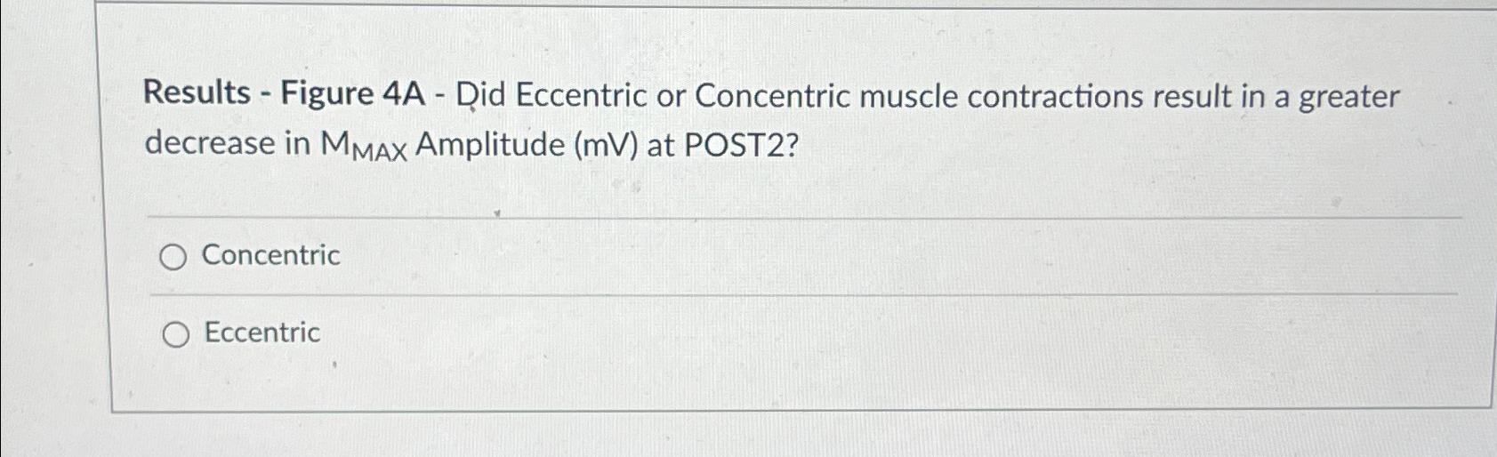 Solved Results - ﻿Figure 4A - ﻿Did Eccentric or Concentric | Chegg.com