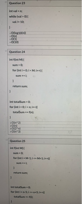 Solved Determine the Big-O of the following Java code | Chegg.com