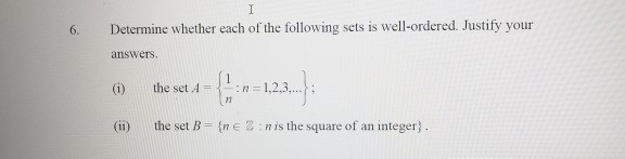 Solved 6. 1 Determine whether each of the following sets is | Chegg.com