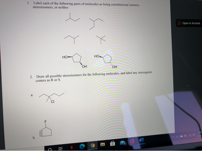 Solved 1. Label each of the following pairs of molecules as | Chegg.com