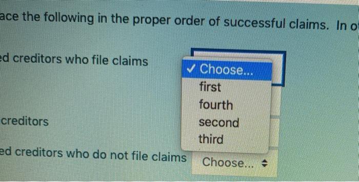Solved Please place the following in the proper order of | Chegg.com