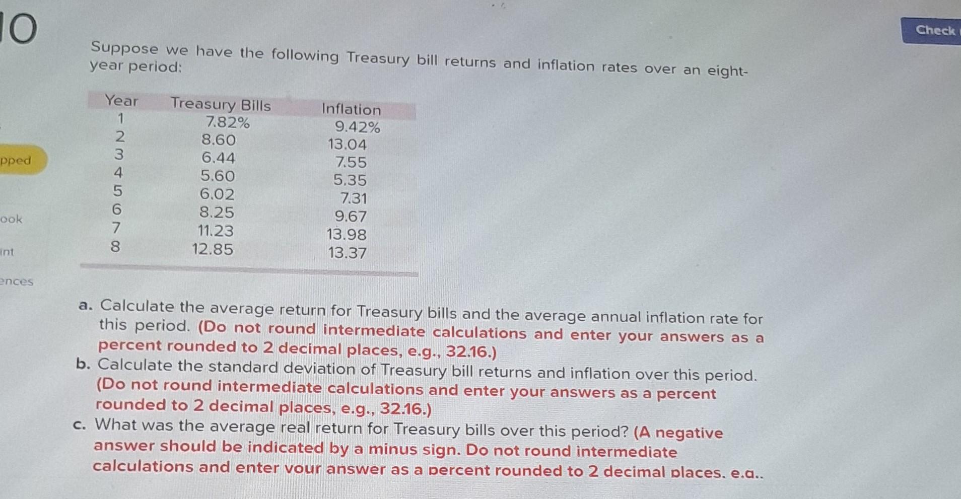 Solved Suppose We Have The Following Treasury Bill Returns | Chegg.com