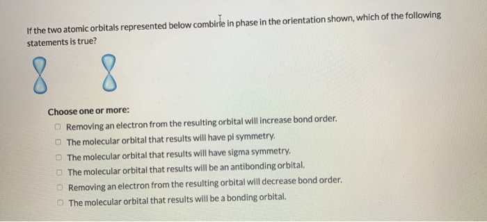 Solved If the two atomic orbitals represented below combirte | Chegg.com
