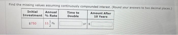 Solved Find the missing values assuming continuously | Chegg.com