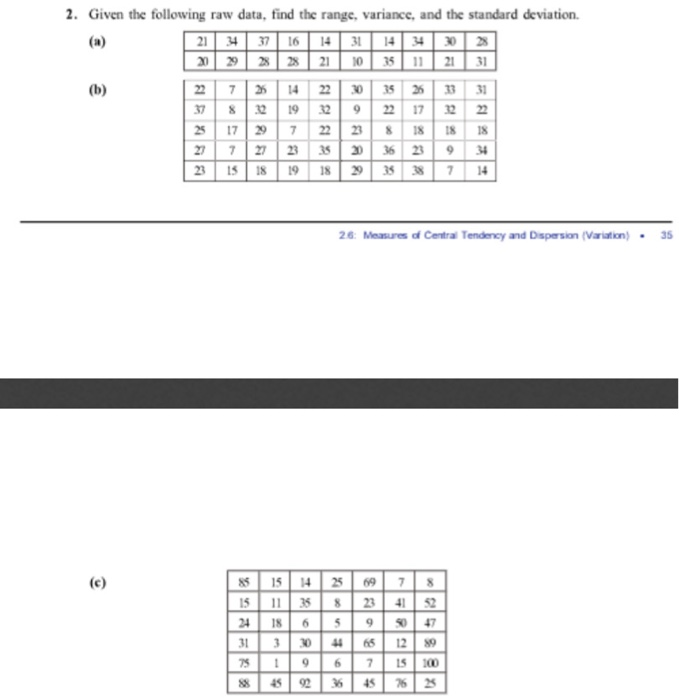 Solved 35 8 4. Given the following data set, find the mean, | Chegg.com