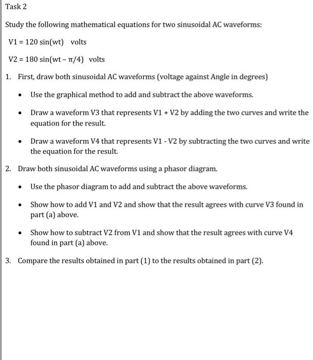 Practical Task Circuits Task 3 Carry out a practical task to perform a set of | Chegg.com