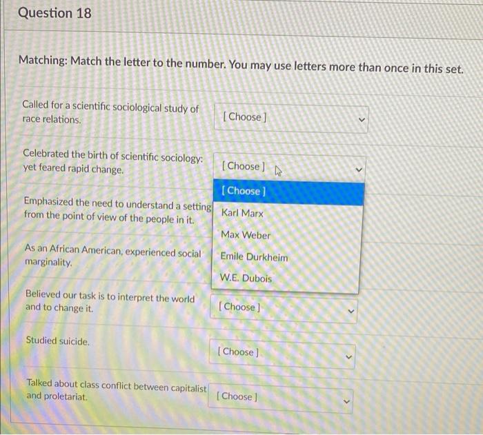 Solved Question 17 5 Match the items to a set of choices in | Chegg.com