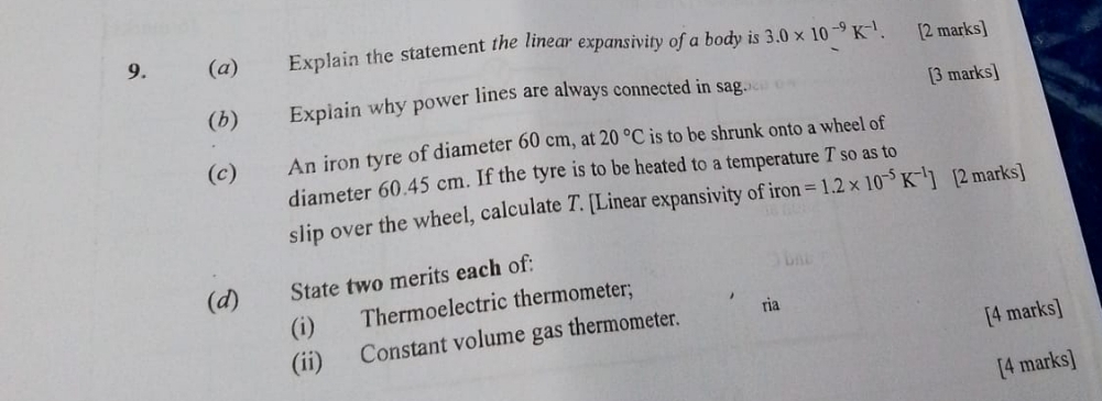 Solved (a) ﻿Explain the statement the linear expansivity of | Chegg.com