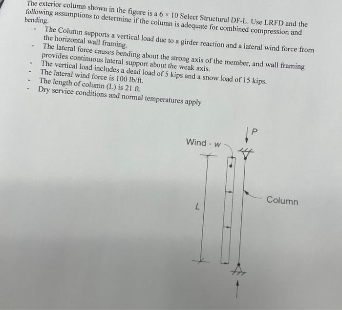 The exterior column shown in the figure is a 6×10 | Chegg.com