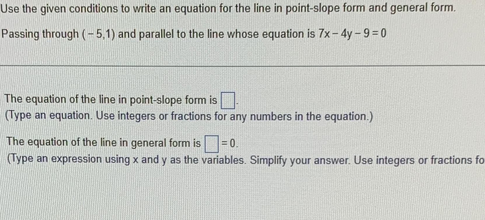 Solved Use the given conditions to write an equation for the | Chegg.com
