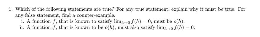 Solved 1. Which of the following statements are true? For | Chegg.com