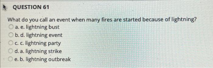 Solved QUESTION 61 What do you call an event when many fires 