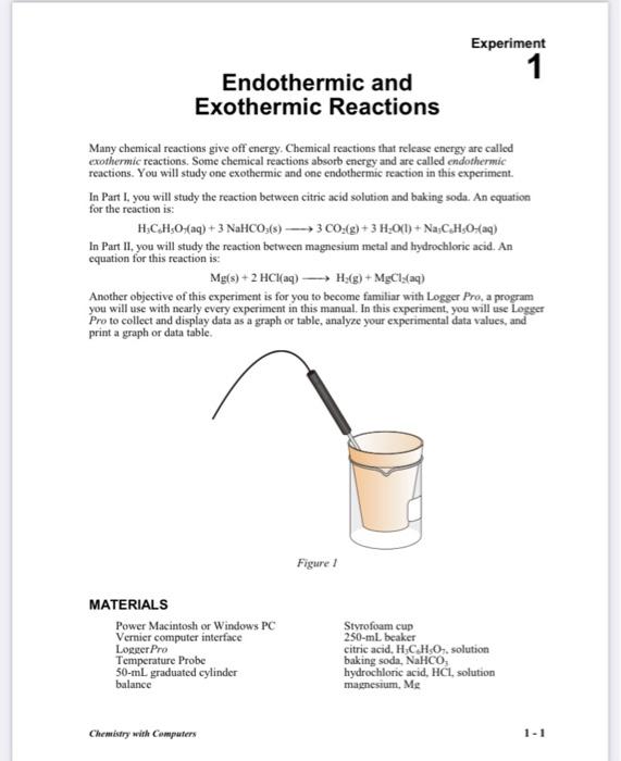 Experiment 1 Endothermic and Exothermic Reactions