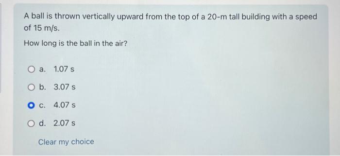 Solved A Ball Is Thrown Vertically Upward From The Top Of A | Chegg.com