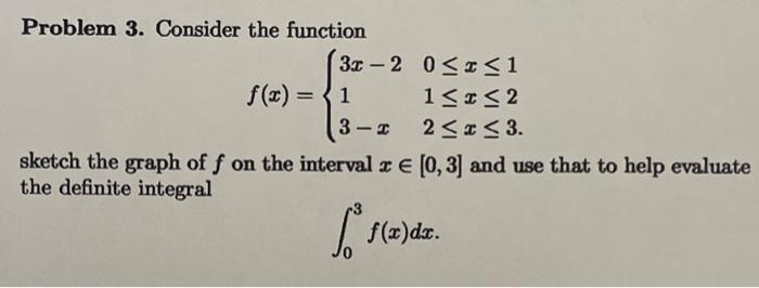 Solved Problem 3. Consider the function | Chegg.com