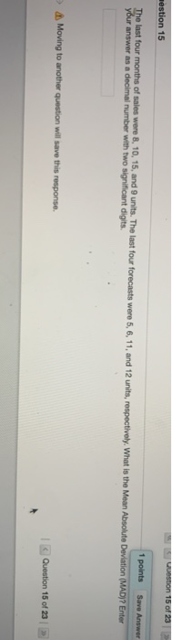 Solved wuestion 15 of 23 estion 15 1 points Save Answer The | Chegg.com