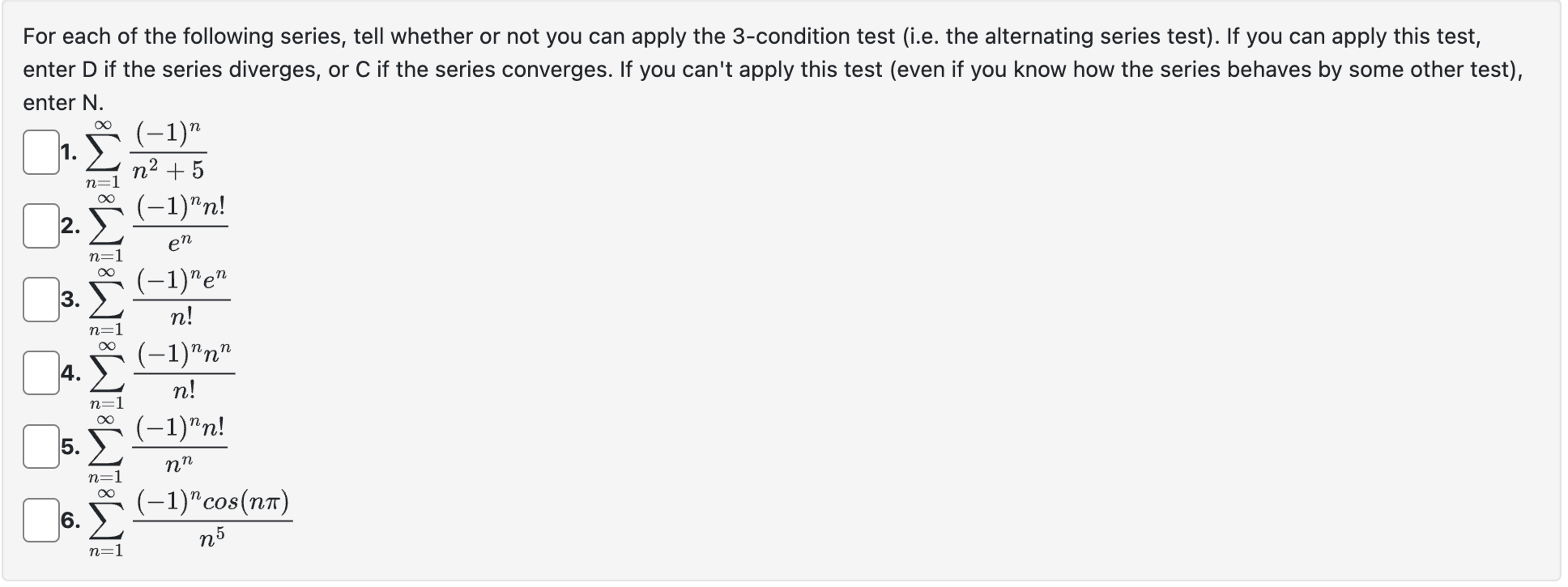 Solved For each of the following series, tell whether or not | Chegg.com