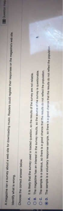 Solved Question Help A magazine ran a survey about a web | Chegg.com