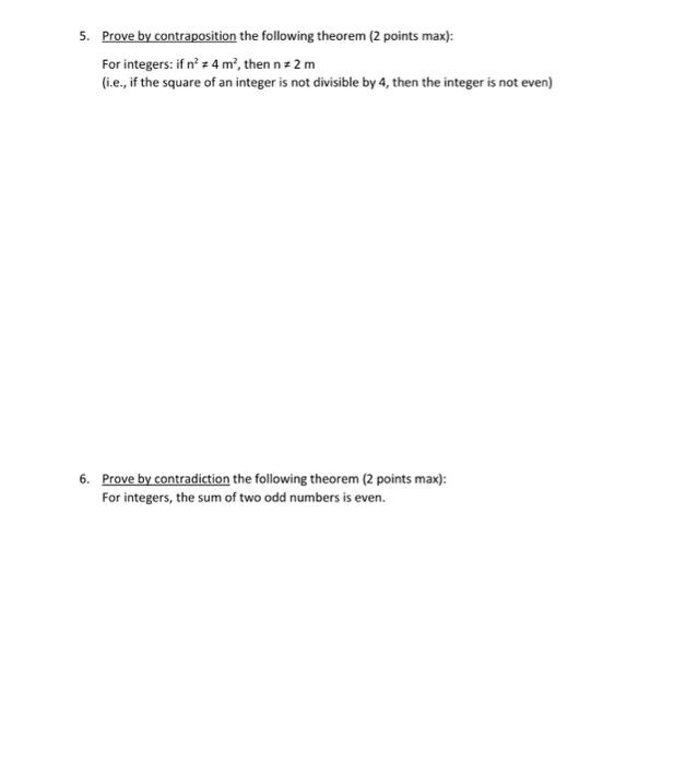 Solved 5. Prove by contraposition the following theorem ( 2 | Chegg.com