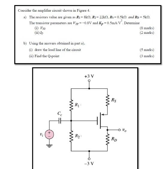 Solved Consider the amplifier circuit shown in Figure 4. a) | Chegg.com