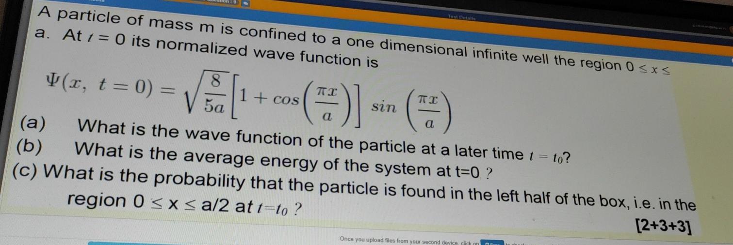 Solved A particle of mass m is confined to a one dimensional | Chegg.com