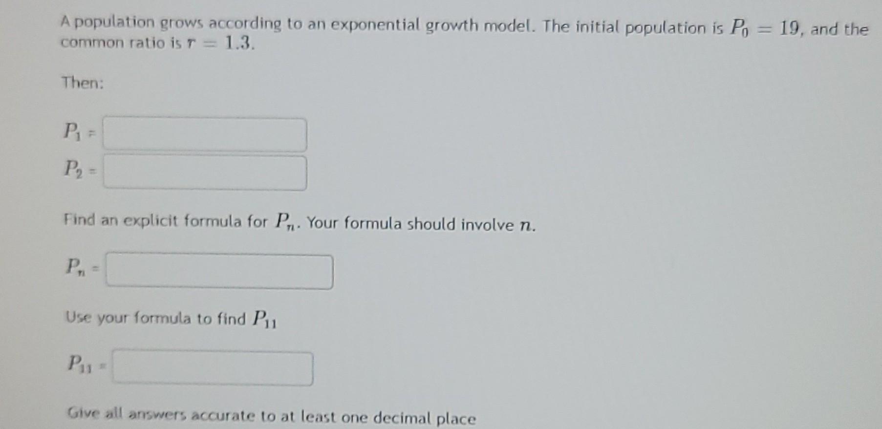 Solved A population grows according to an exponential growth | Chegg.com