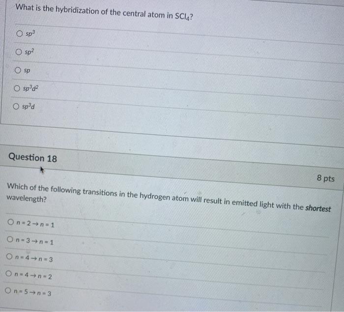 Solved What is the hybridization of the central atom in | Chegg.com