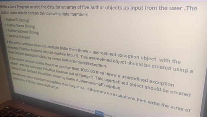Solved Write a Java Program to read the data for an array of | Chegg.com