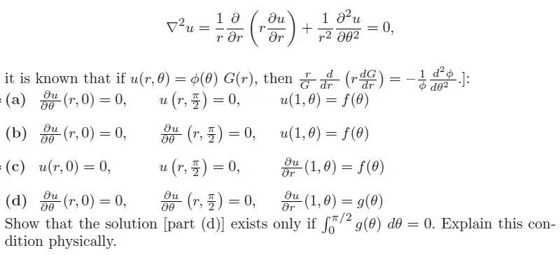 Solved: Solve Laplace’s equation inside the quarter-circle of r ...