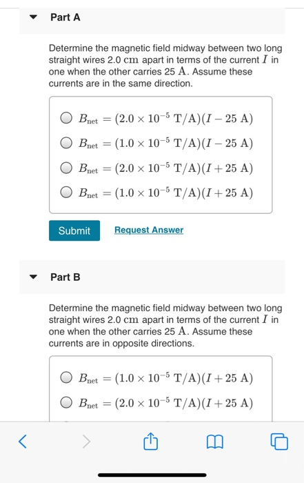 Solved Part A Determine The Magnetic Field Midway Between | Chegg.com