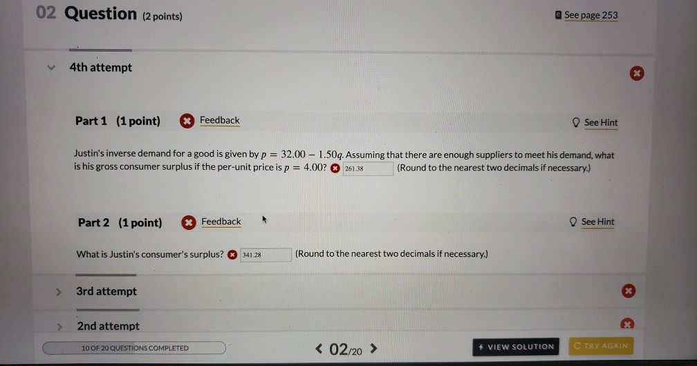 Solved 02 Question (2 points) See page 253 V 4th attempt | Chegg.com