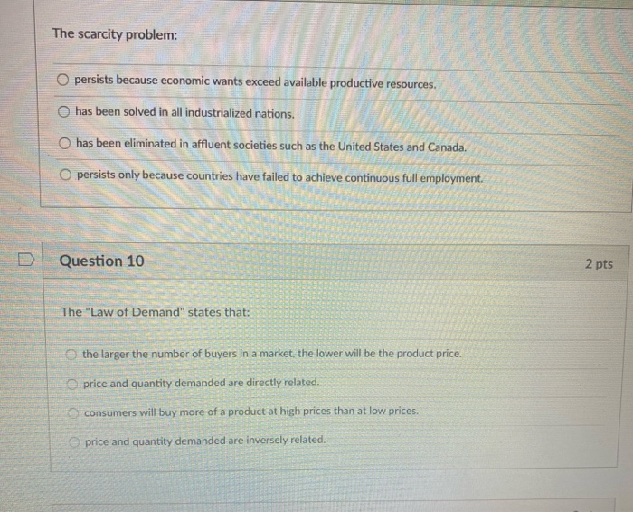 Solved Question 1 Economics may best be defined as the: | Chegg.com