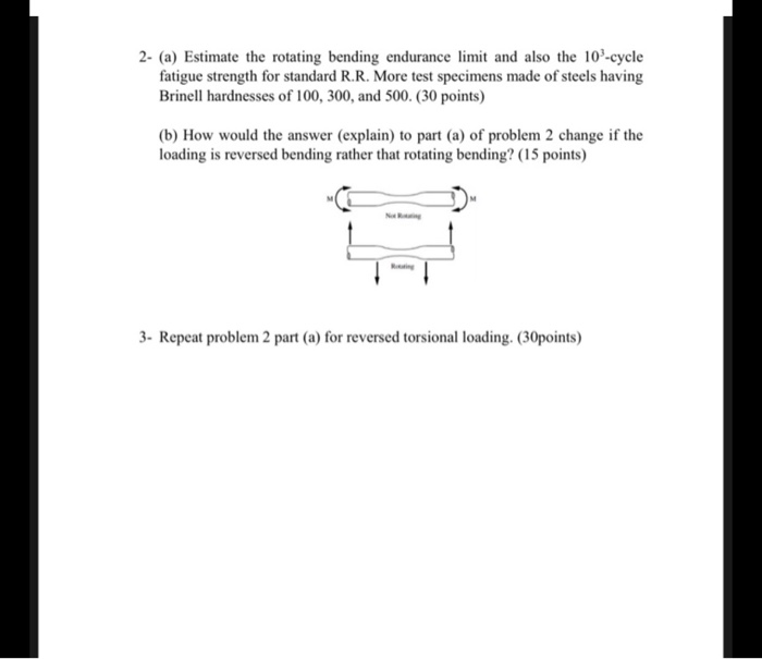 Solved 2 A Estimate The Rotating Bending Endurance Lim Chegg Com