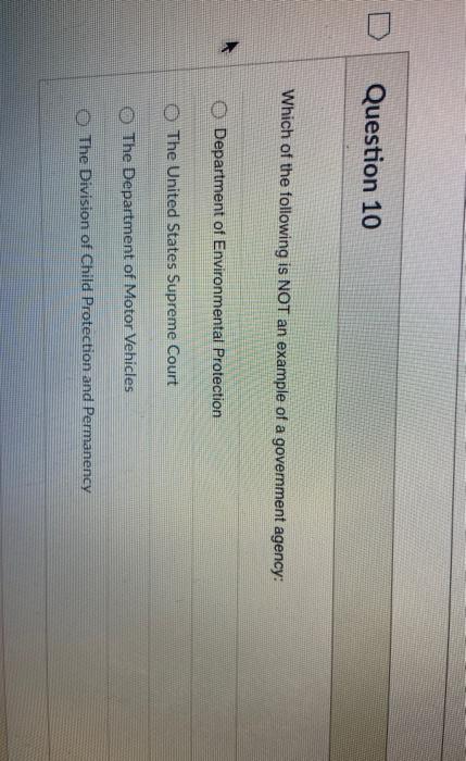Solved Question 10 Which of the following is NOT an example | Chegg.com