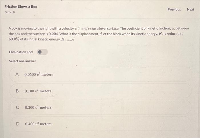 Solved A box is moving to the right with a velocity, v (in | Chegg.com