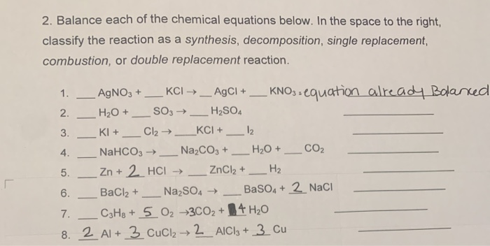 balancing chemical equation single replacement calculator