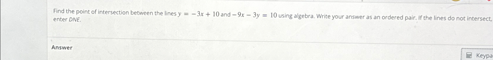 Solved Find the point of intersection between the lines | Chegg.com
