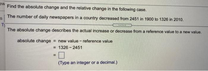 Solved Ew Find The Absolute Change And The Relative Change | Chegg.com