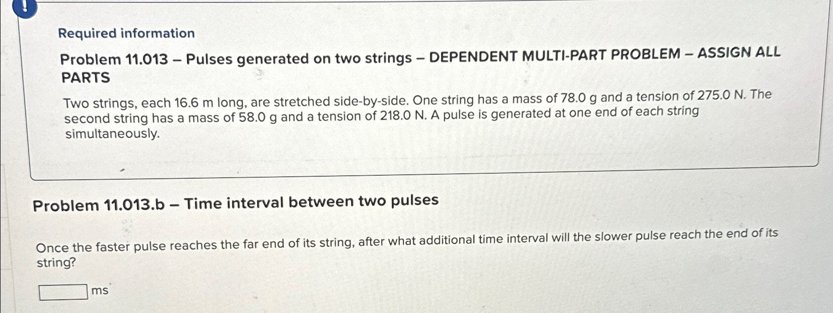 Solved Required InformationProblem 11.013 - ﻿Pulses | Chegg.com