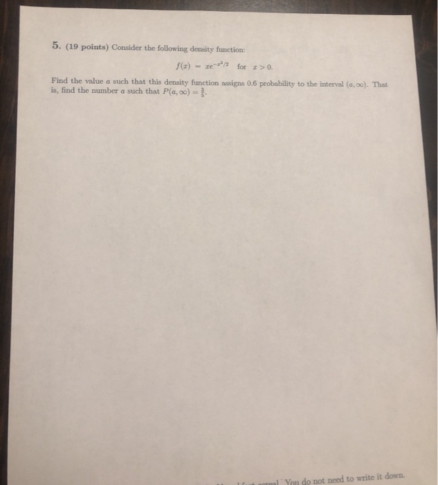 Solved 5. (19 points) Consider the following density | Chegg.com