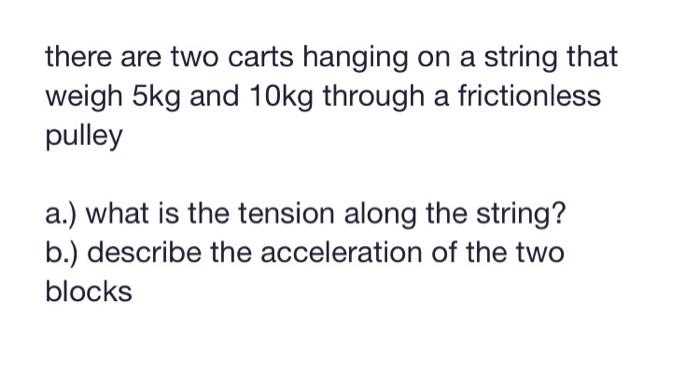 there are two carts hanging on a string that weigh | Chegg.com