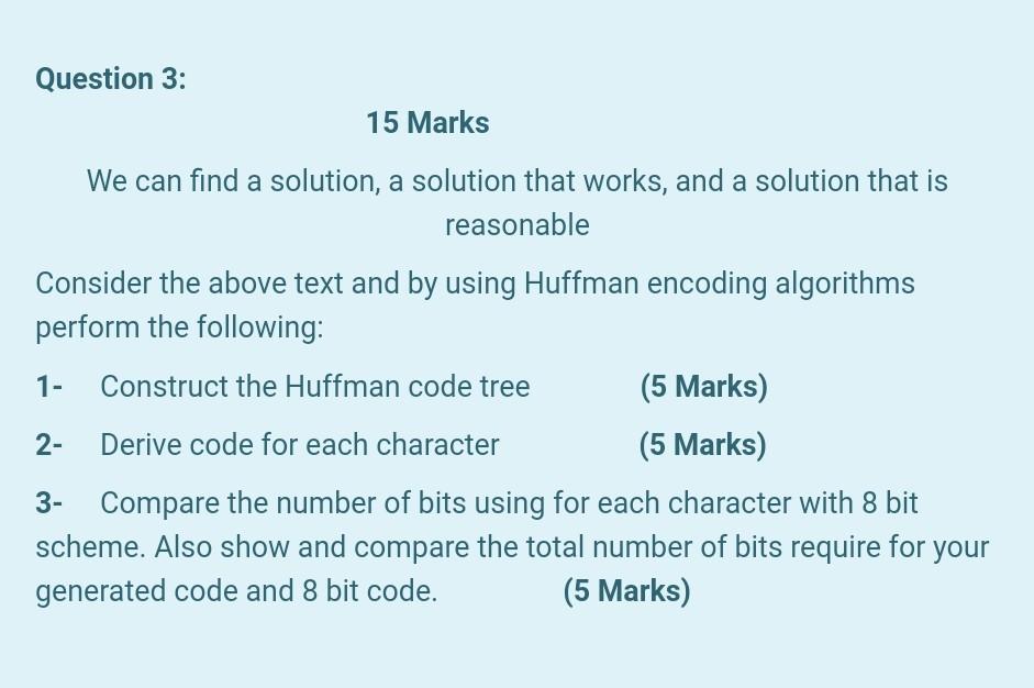Solved Question 3: 15 Marks We can find a solution, a | Chegg.com