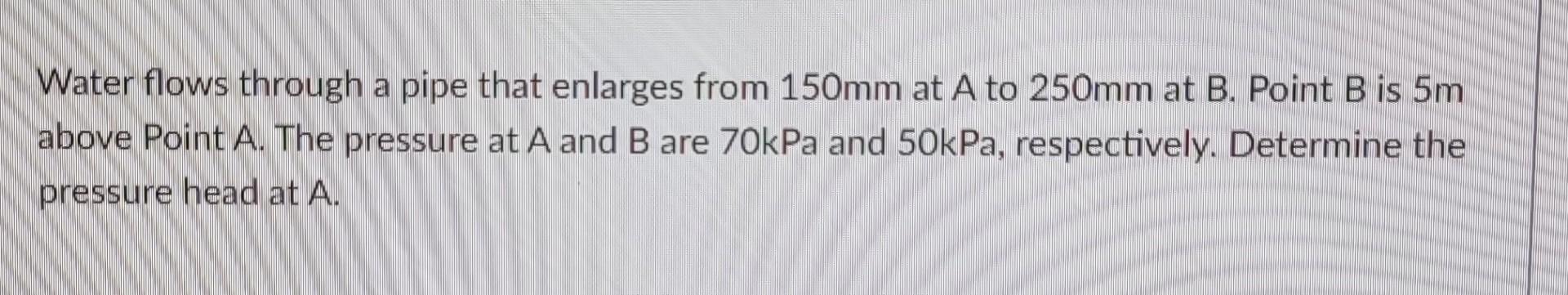 Solved A. Determine the pressure head at A. B. Determine the | Chegg.com