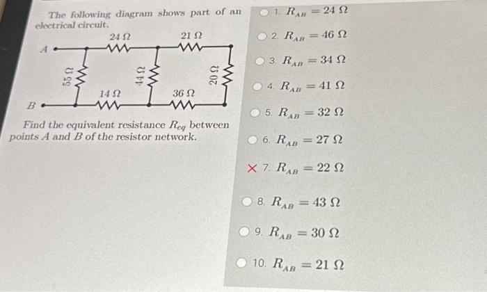 Solved The following diagram shows part of an electrical | Chegg.com