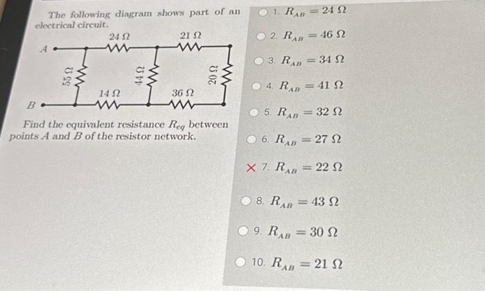 Solved The Following Diagram Shows Part Of An Electrical | Chegg.com