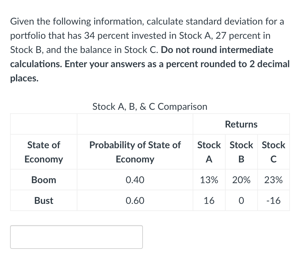 Solved Given the following information, calculate standard